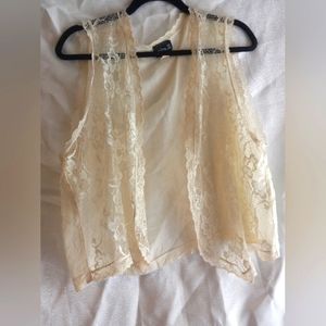 Vintage lace floral vest fairycore layering
